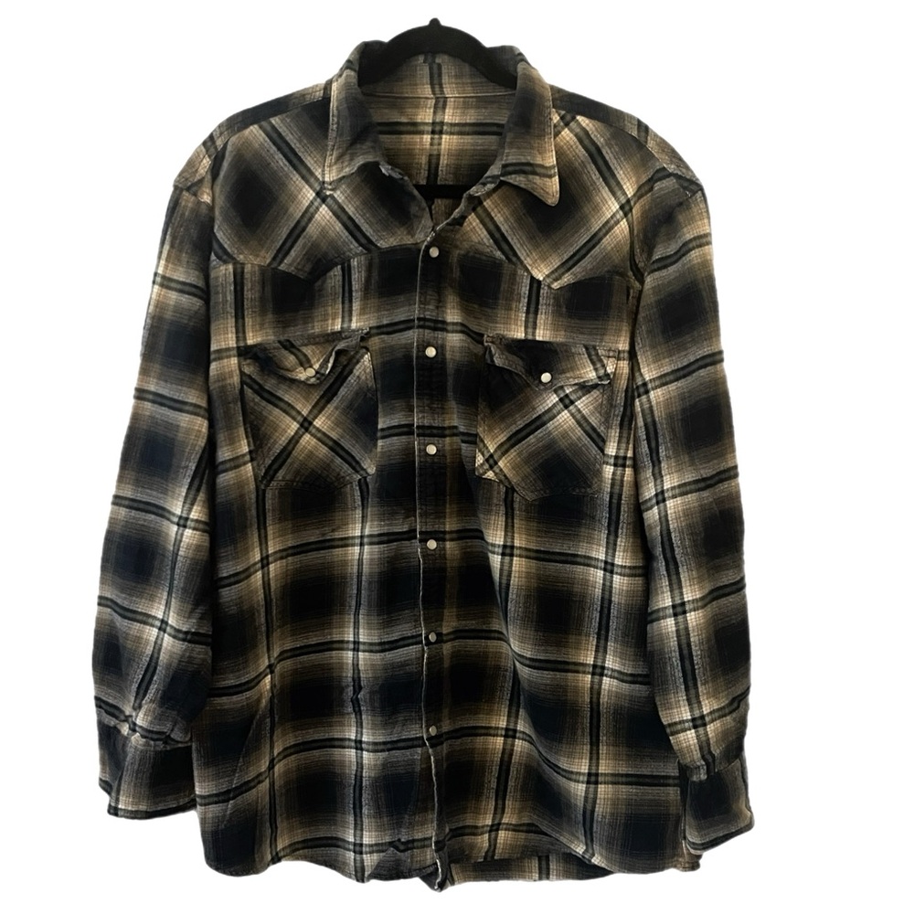 Blue and Gray Western Style Plaid Shirt